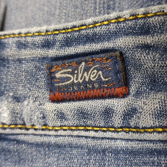 Silver Suki Flare Jeans Women's 34 Stretch Mid Rise C315 - Picture 11 of 13